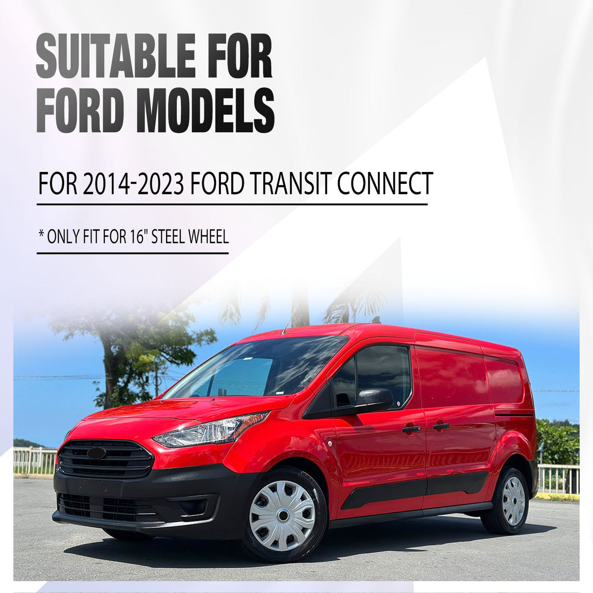 16 Inch Wheel Skins for 2014-2023 Ford Transit Connect - Black