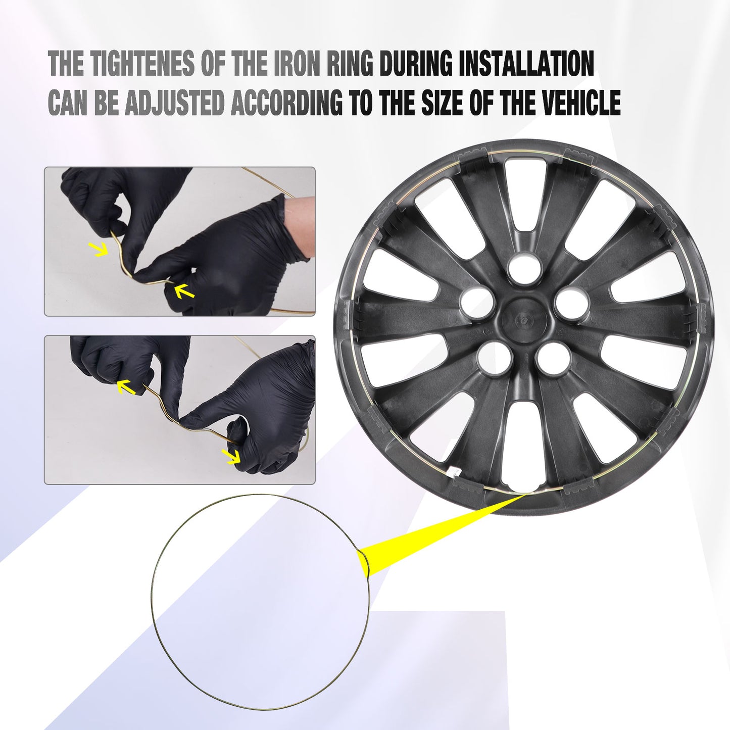 16 Inch Wheel Hubcaps for 2011-2017 Nissan Leaf/ 2013-2019 Nissan Sentra - Silver Lacquer & Black Lacquer