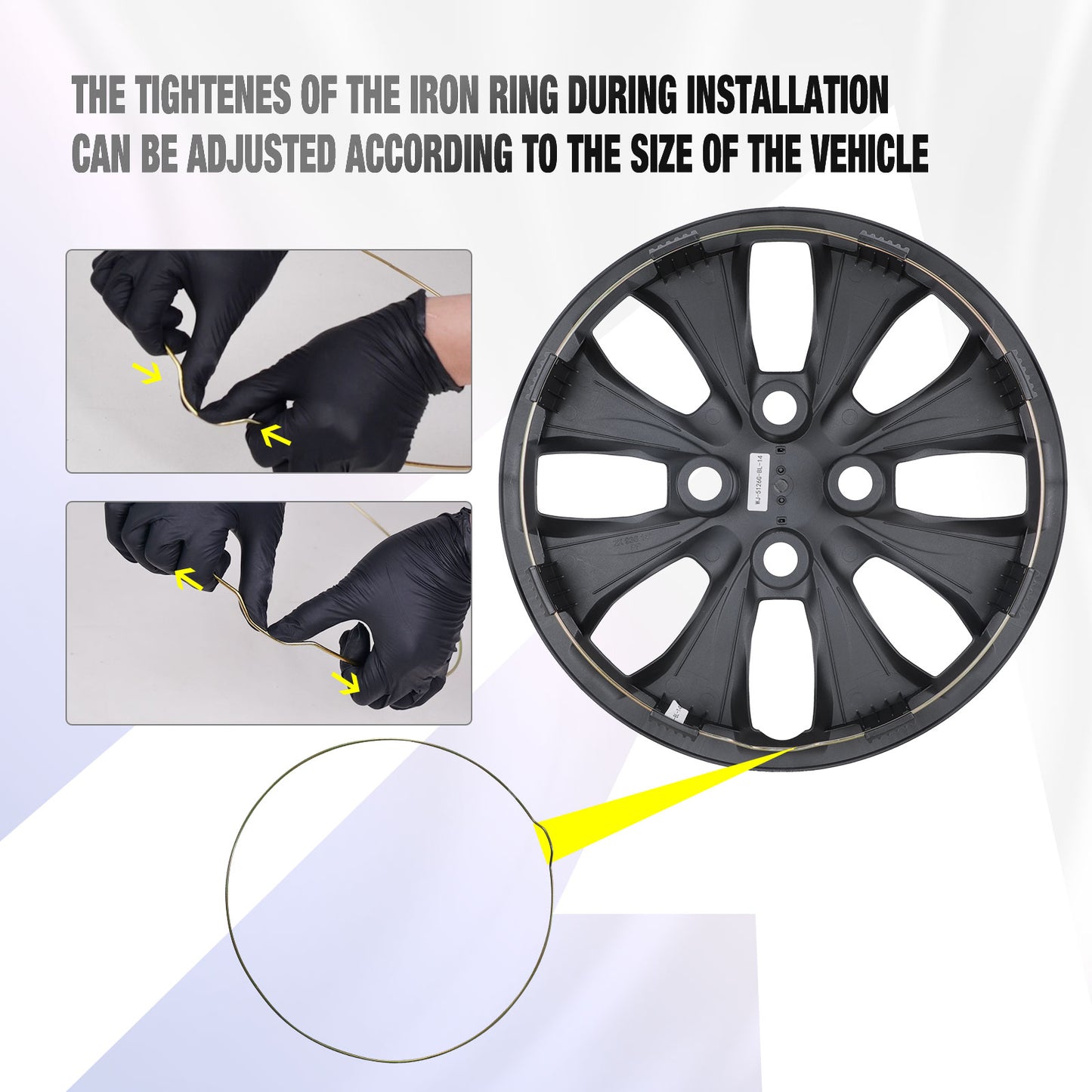 14 Inch Wheel Hubcaps for 2012-2017 Hyundai Accent Hatchback/Sedan - Black Lacquer
