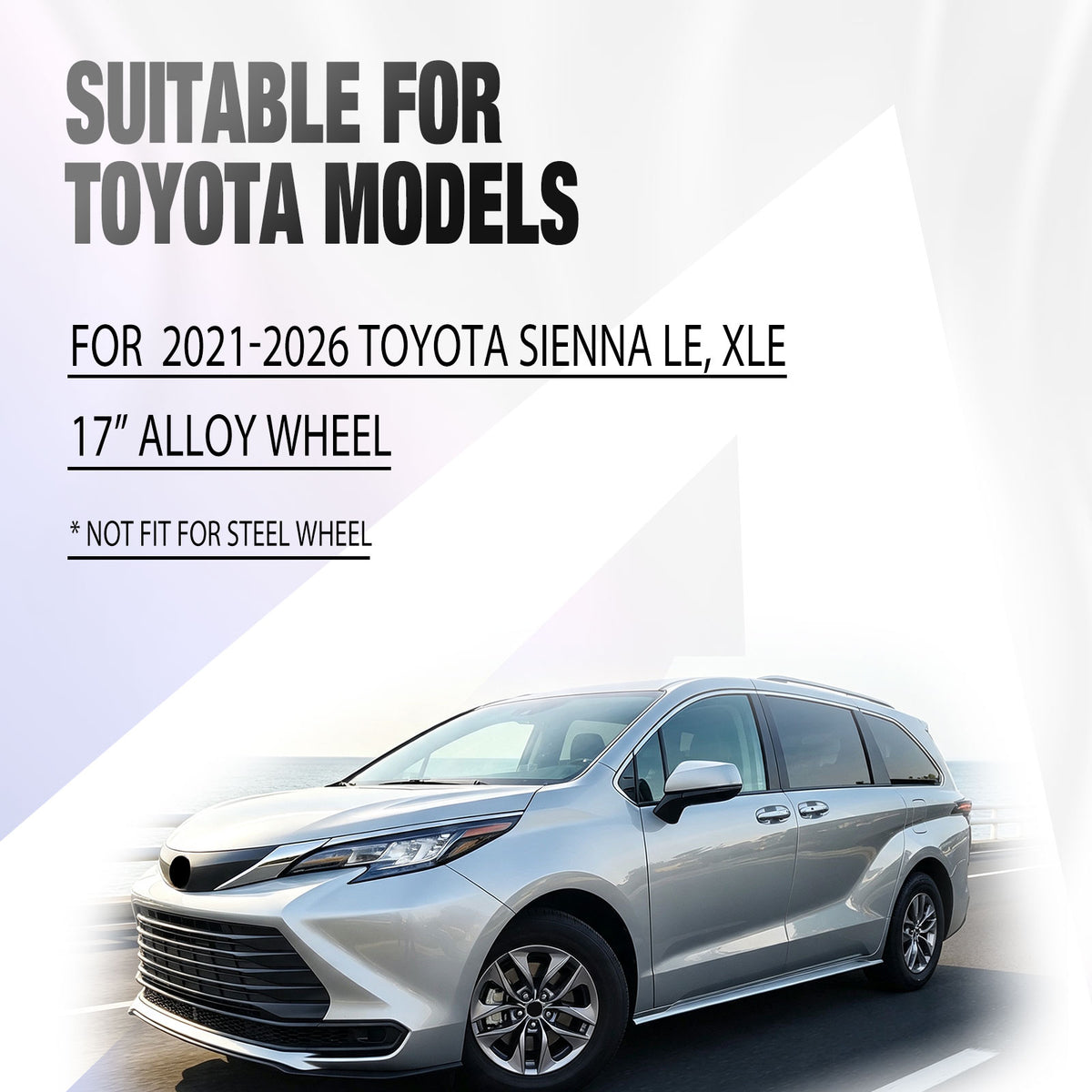 17 Inch Wheel Skins for 2021-2025 TOYOTA SIENNA - Black Lacquer