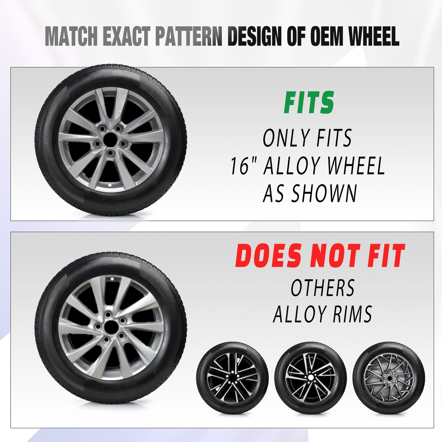 16 Inch Wheel Skins for 2025-2026 Toyota Camry Hybrid LE model - Matte Black