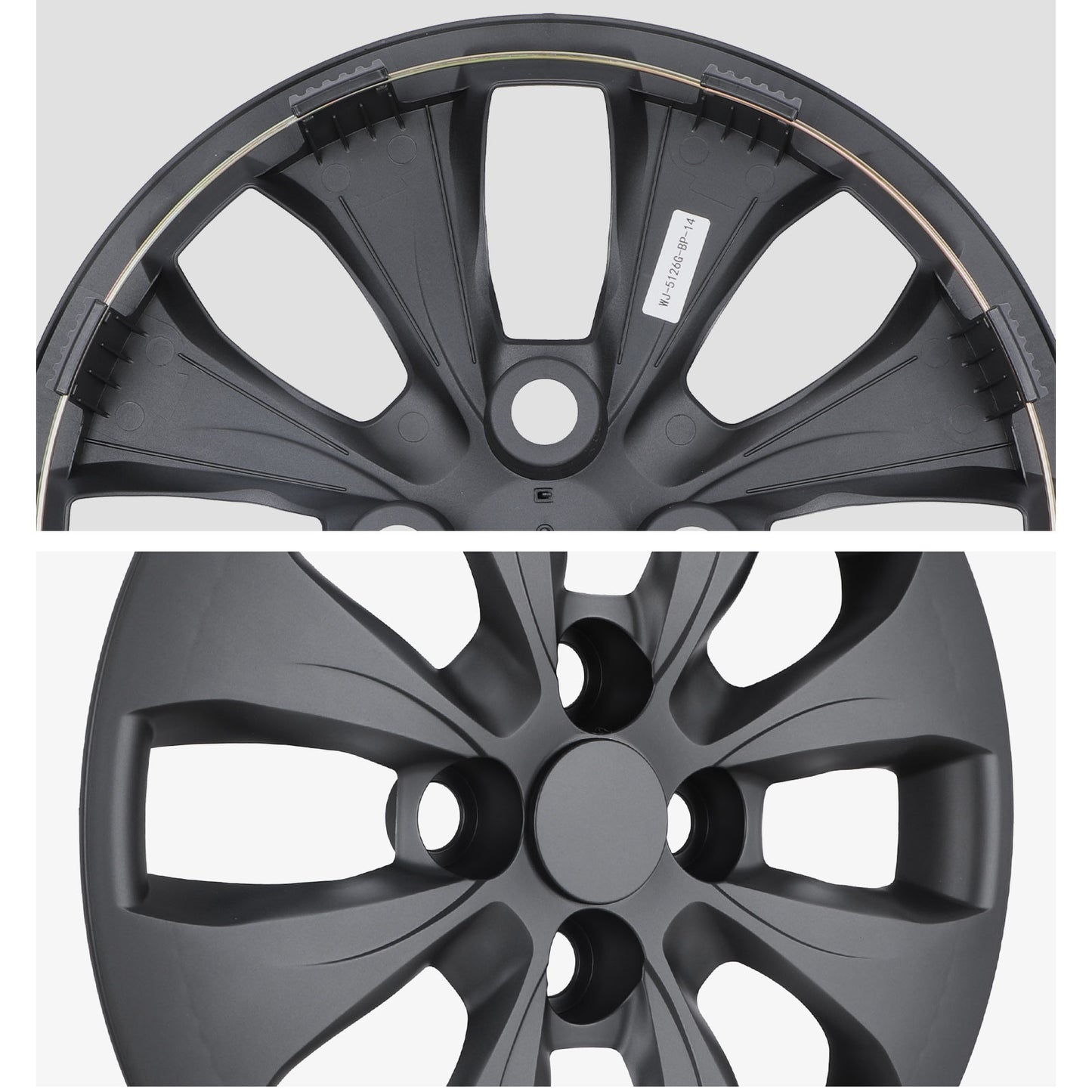 14 Inch Wheel Hubcaps for 2012-2017 Hyundai Accent Hatchback/Sedan - Matte Black